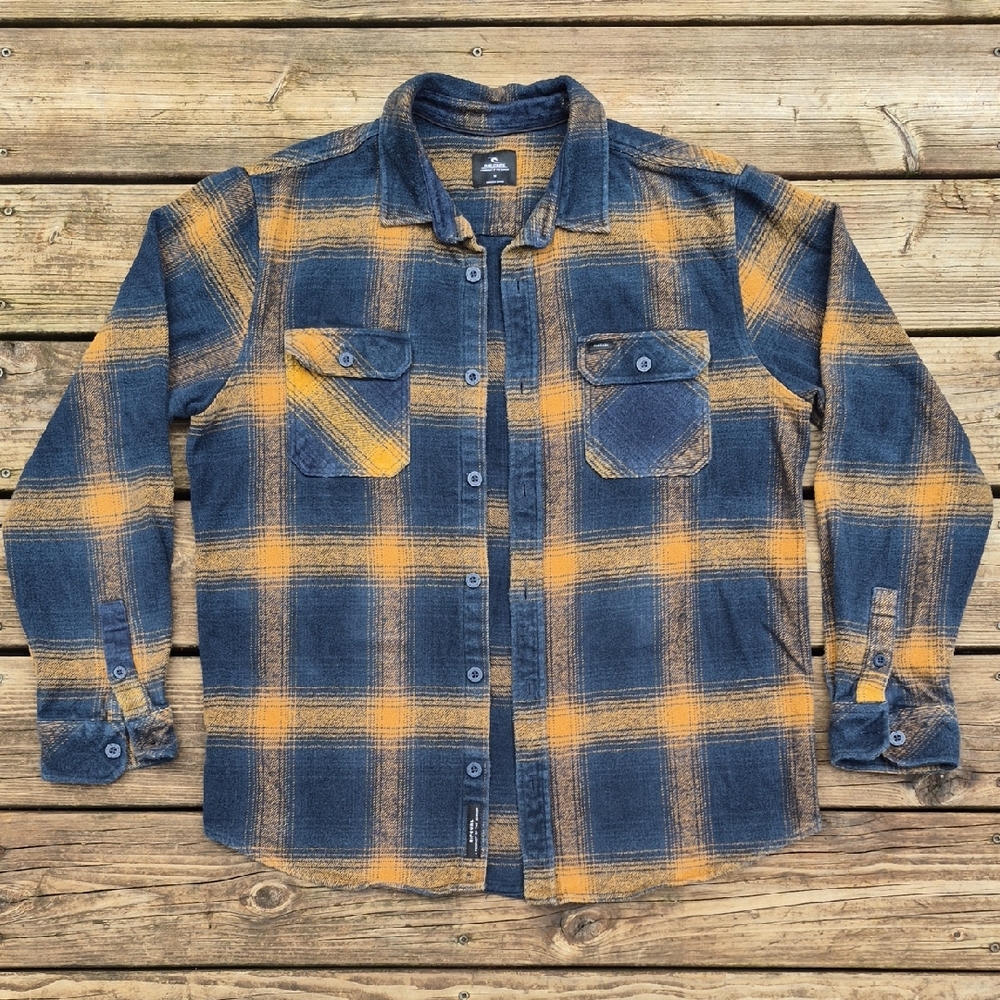 Rip Curl Navy and Mustard Plaid Shirt